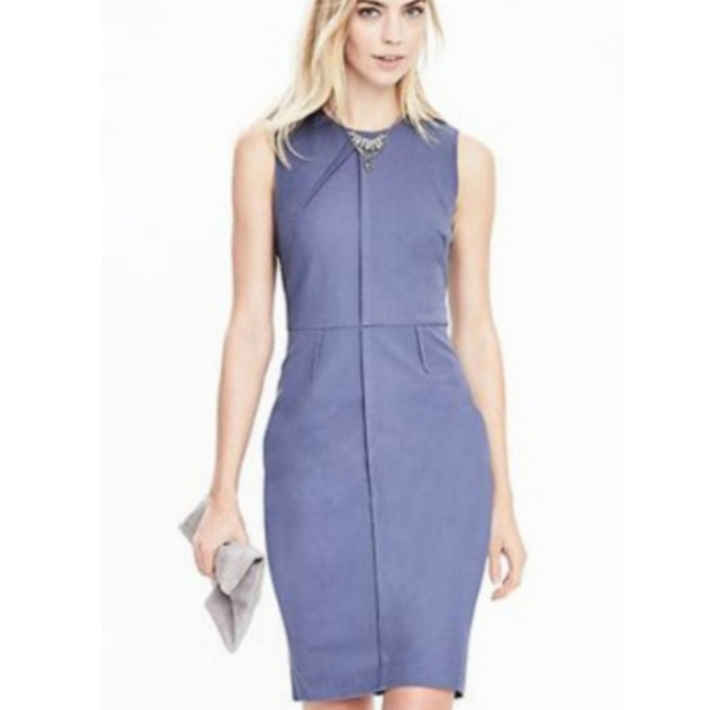 New Banana Republic Pleated & Tailored Bi-Stretch Knee-length Midi Sheath Dress